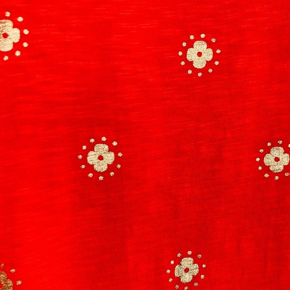 Boden Paulina t-shirt shift dress in orange with gold foil design. Size 10 - Picture 5 of 8